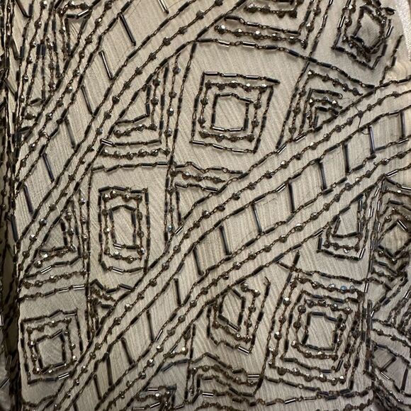 Alice + Olivia Beaded Shawl Kimono Shrug Size M Silk Champagne Evening Black Tie - Picture 11 of 11